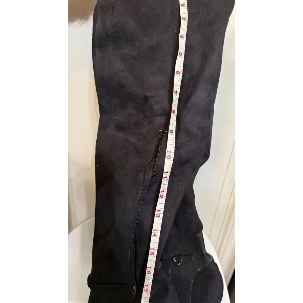 Mojo Moxy Women's Suede Pointed Toe Stiletto Over the Knee Boots Black Size 8